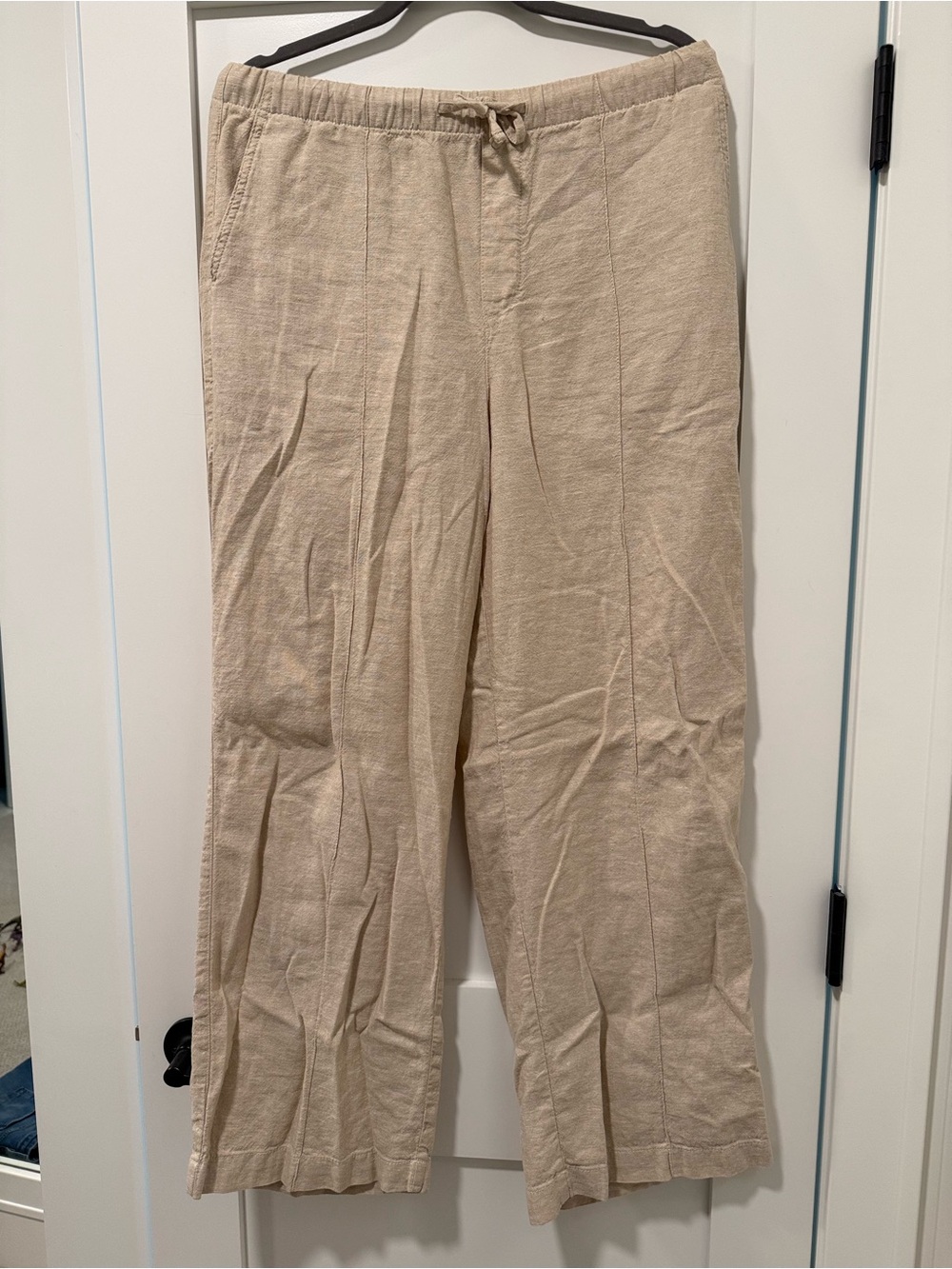GAP Wide Leg Drawstring Pants in Light Beige